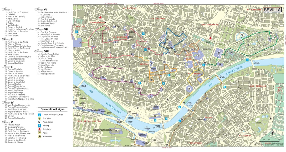塞维利亚的观光的地图