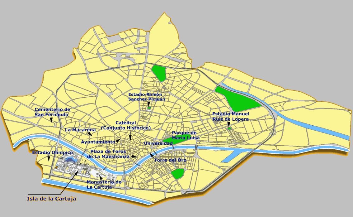 西班牙塞维利亚旅游景点的地图