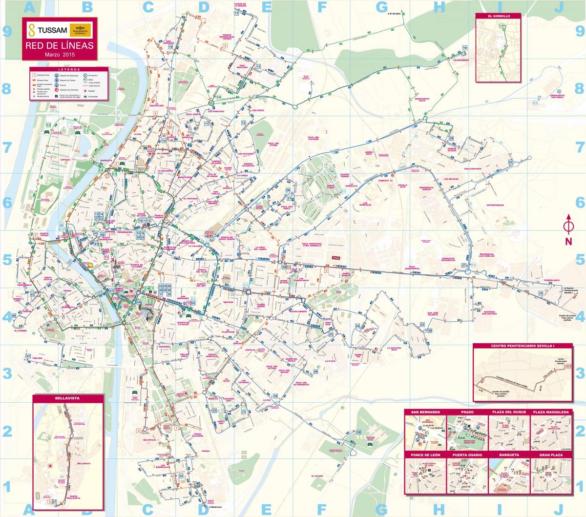 塞维利亚的公共交通地图
