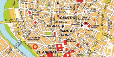 地图西班牙塞维利亚的市中心